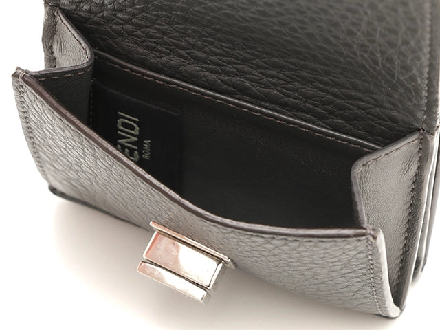 FENDI フェンディ ピーカブー コンパクトウォレット グレー レザー 2146000390173 【432】