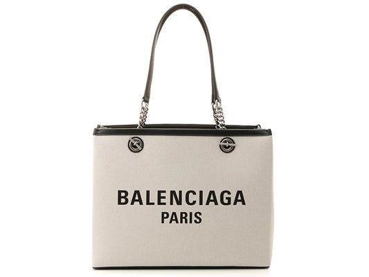 BALENCIAGA　バレンシアガ　デュティー　フリートートＭ　ホワイト／ブラック　キャンバス／レザー　759973　【431】2148103645617