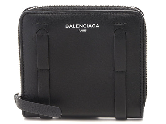 Balenciaga　バレンシアガ　ラウンドファスナーコインケース　ブラック　レザー【472】RKT